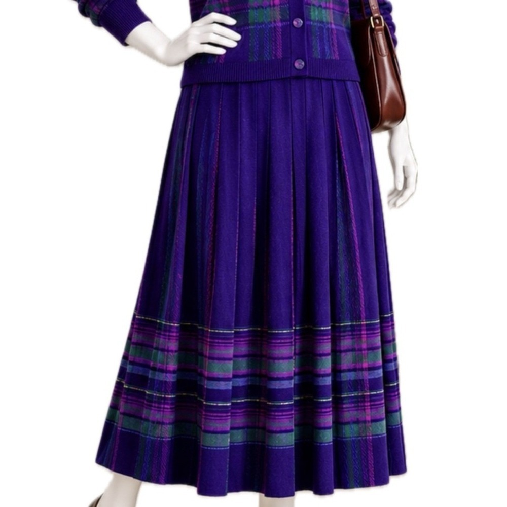 PENDLETON Vintage 80s/90s USA Virgin Wool Pleated Tartan Plaid Midi Skirt, Sz 16